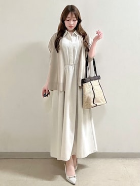 「Reflect（リフレクト）の天然シェルカラーネックレス（ネックレス、ホワイト系）」を使った、maiさん（レディース・153cm）の春コーディネート