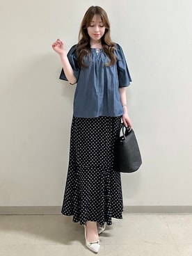 「Reflect（リフレクト）の天然シェルカラーネックレス（ネックレス、ホワイト系）」を使った、maiさん（レディース・153cm）の春コーディネート
