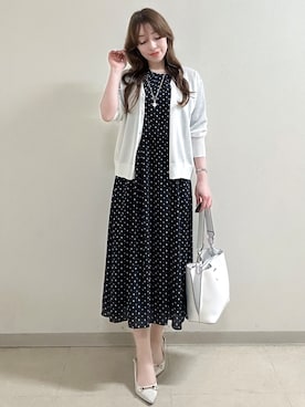 「Reflect（リフレクト）の【たっぷり収納！／通勤におすすめ】’26春夏毎日ミディアムバッグ（トートバッグ、ホワイト系）」を使った、maiさん（レディース・153cm）の春コーディネート
