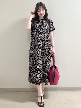 「Reflect（リフレクト）の【手洗い可】変形レオパード柄ワンピース（ワンピース、ブラウン系）」を使った、maiさん（レディース・153cm）の夏コーディネート