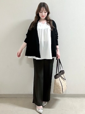 「Reflect（リフレクト）のギャザーデザインブラウス（シャツ/ブラウス、ホワイト系）」を使った、maiさん（レディース・153cm）の夏コーディネート