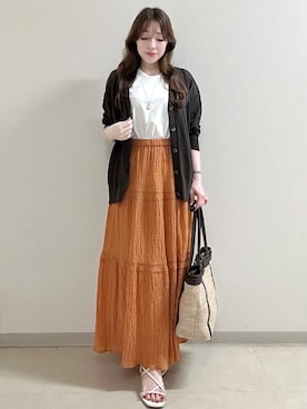 「Reflect（リフレクト）の【UVカット／接触冷感／吸水速乾】デザインスリーブプルオーバー（Tシャツ/カットソー、ホワイト系）」を使った、maiさん（レディース・153cm）の夏コーディネート
