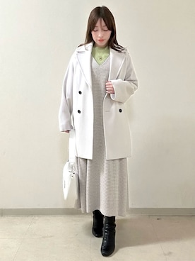 「アイテム（アンサンブル、グリーン系）」を使った、maiさん（レディース・153cm）の冬コーディネート