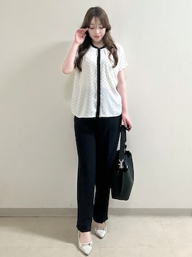 「Reflect（リフレクト）の【たっぷり収納！／通勤におすすめ】’26春夏毎日ミディアムバッグ（トートバッグ、ブラック系）」を使った、maiさん（レディース・153cm）の春コーディネート