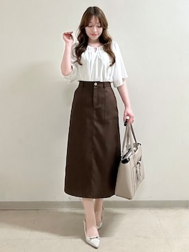 「Reflect（リフレクト）の【たっぷり収納！／通勤におすすめ】’26春夏毎日バッグ（トートバッグ、ベージュ系）」を使った、maiさん（レディース・153cm）の春コーディネート