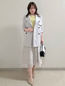 「アイテム（トレンチコート、グレー系）」を使った、maiさん（レディース・153cm）の春コーディネート