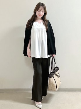 「Reflect（リフレクト）のギャザーデザインブラウス（シャツ/ブラウス、ホワイト系）」を使った、maiさん（レディース・153cm）の夏コーディネート