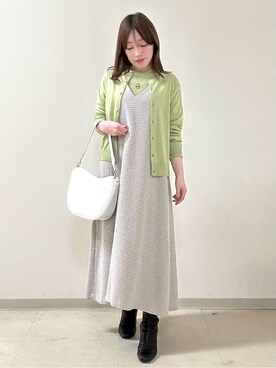 「アイテム（アンサンブル、グリーン系）」を使った、maiさん（レディース・153cm）の冬コーディネート