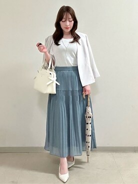 「アイテム（長傘、ベージュ系）」を使った、maiさん（レディース・153cm）の夏コーディネート