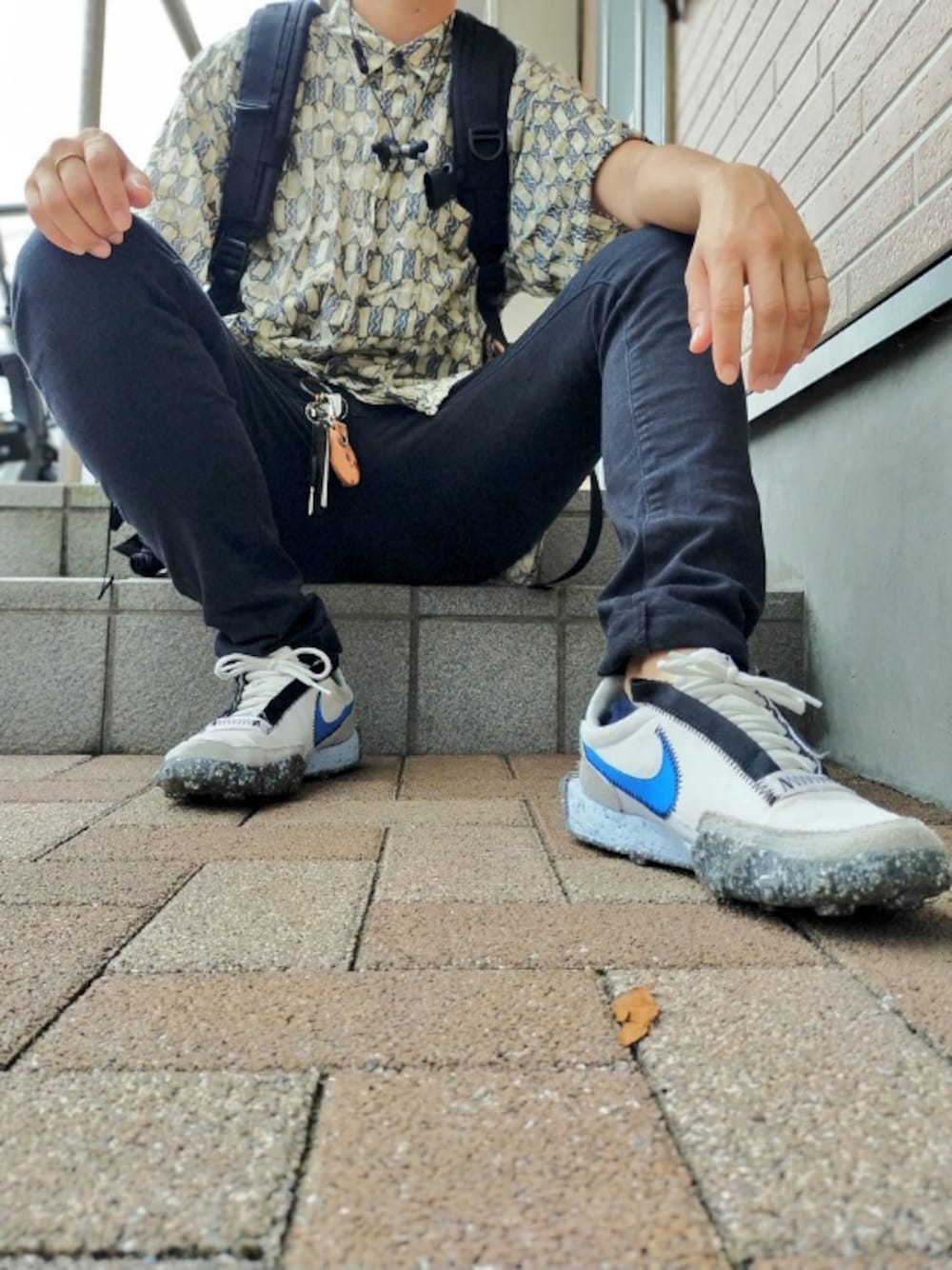「古着、スキニーデニム、GU、NIKE、ワッフルレーサー」｜「NIKEのアイテム（スニーカー、ホワイト系）」を使った、永瀬さん（メンズ・160cm）の夏コーディネートの1枚目の写真
