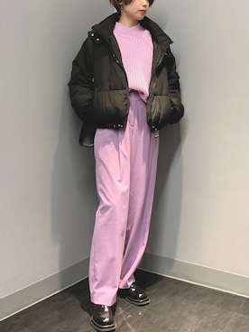 「fifth（フィフス）の中綿ショートダウンコート（ダウンジャケット/コート）」を使った、Saaaさん（レディース・163cm）の冬コーディネート