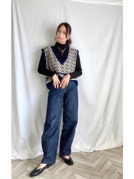 「UNIQLO（ユニクロ）のエクストラファインメリノリブタートルネックセーター（長袖）（ニット/セーター）」を使った、ﾐ_saki ‪さん（レディース・162cm）の秋コーディネート