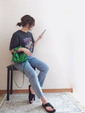 「Ungrid（アングリッド）のイーグルプリントTee（Tシャツ/カットソー）」を使った、☆FAIRY☆さん（レディース・155cm）の夏コーディネート