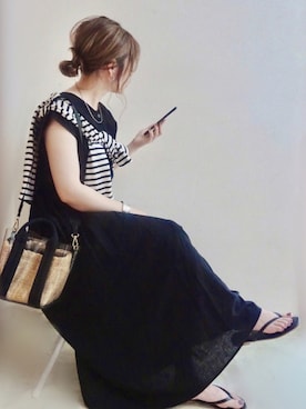 「petitcro（プティクロ）のpetitcro  ワイドバングル PCKB1901001（バングル/リストバンド）」を使った、☆FAIRY☆さん（レディース・155cm）の夏コーディネート