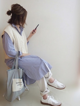 「ホワイトスニーカー」｜「アイテム（ワンピース/ドレス）」を使った、☆FAIRY☆さん（レディース・155cm）の秋コーディネート