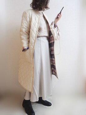 「MACKINTOSH PHILOSOPHY（ﾏｯｷﾝﾄｯｼｭ ﾌｨﾛｿﾌｨｰ）のアイテム（ノーカラーコート）」を使った、☆FAIRY☆さん（レディース・155cm）の秋コーディネート
