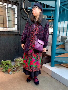 「アイテム（ハンチング/ベレー帽）」を使った、natsuさん（レディース・161cm）の秋コーディネート