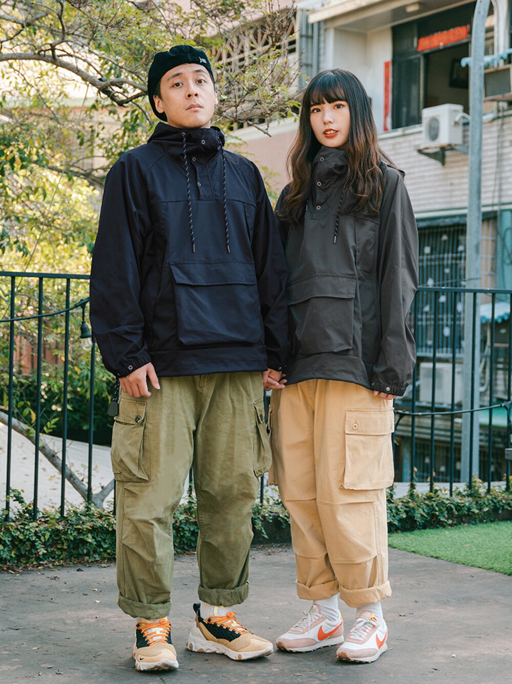 「Need How、ootd、streetstyle、outfit、工裝、冬コーデ、冬、春コーデ、秋のコーデ、秋コーデ、NIKE」｜「Need Howのアイテム（パーカー、ブルー系）」を使った、鄭騰紘さん（メンズ・172cm）の冬コーディネートの1枚目の写真