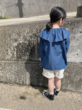 「アイテム（その他パンツ、ホワイト系）」を使った、gomagomaさん（キッズ・120cm）の春コーディネート