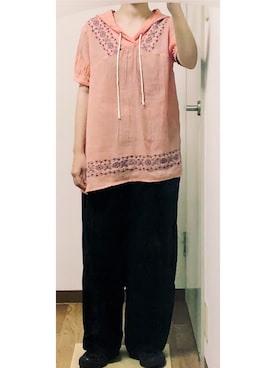 「MERLOT（メルロー）のパンツ（その他パンツ、ブラック系）」を使った、あやＰさん（レディース）の冬コーディネート