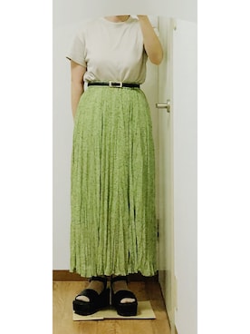 「GU（ジーユー）のスムースT(半袖)（トップス、その他）」を使った、あやＰさん（レディース）の夏コーディネート