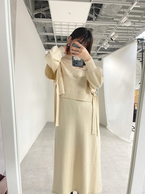 セール】【WEB限定カラー有り】ケーブルベスト×ニットワンピースセット