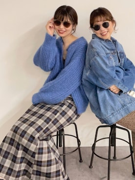 「ブルーコーデ」｜「アイテム（ジャンパースカート）」を使った、おそのさん（レディース・167cm）の秋コーディネート