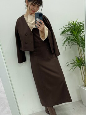 「スタッフセンバツ」｜「アイテム（ノーカラージャケット）」を使った、おそのさん（レディース・167cm）の秋コーディネート