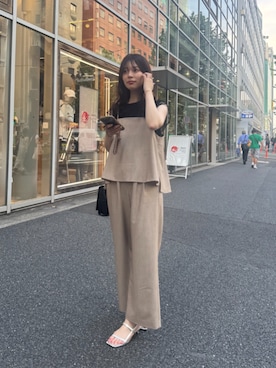 「アイテム（セットアップ、ベージュ系）」を使った、おそのさん（レディース・167cm）の夏コーディネート