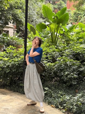「X-girl（エックスガール）のアイテム（スカート、ホワイト系）」を使った、九降风 さん（レディース・167cm）の夏コーディネート
