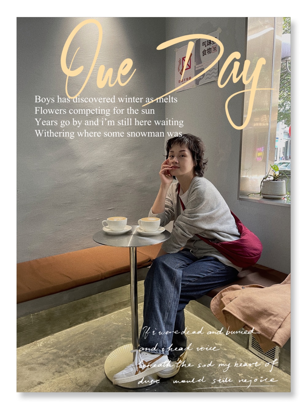 「春コーデ、coffee」｜「UNIQLOのアイテム（ショルダーバッグ、オレンジ系）」を使った、九降风 さん（レディース・167cm）の春コーディネートの1枚目の写真