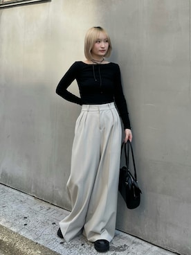 「アイテム（Tシャツ/カットソー）」を使った、セナさん（レディース・153cm）の秋コーディネート