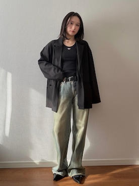 「SLY（スライ）のアイテム（パンツ）」を使った、sennaさん（レディース・153cm）の春コーディネート