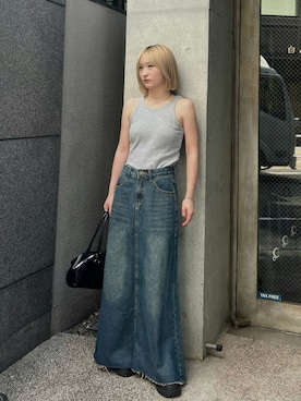 「アイテム（デニムスカート）」を使った、セナさん（レディース・153cm）の夏コーディネート