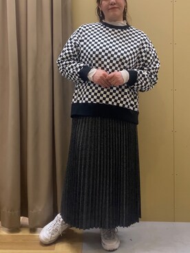「チェッカー柄」｜かすぴさん（レディース・161cm）の冬コーディネート
