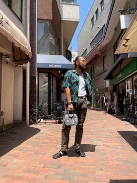 「B'2nd（ビーセカンド）のアイテム（バッグ）」を使った、胸毛王子さん（メンズ・182cm）の夏コーディネート