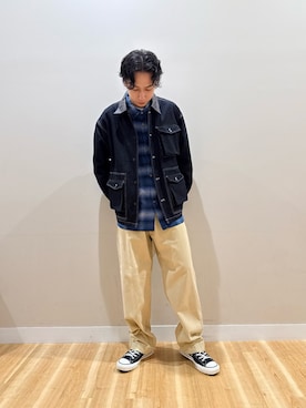 「アイテム（カバーオール）」を使った、Takeshiさん（メンズ・174cm）の秋コーディネート
