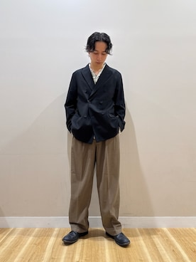 「ITEMS URBANRESEARCH（アイテムズ アーバンリサーチ）のGabardine Double Blest Jacket（テーラードジャケット）」を使った、Takeshiさん（メンズ・174cm）の秋コーディネート