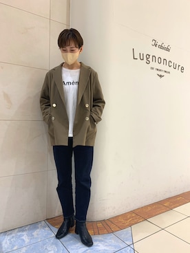 「Te chichi TERRASSE（テチチテラス）のアイテム（テーラードジャケット）」を使った、カスミさん（レディース・157cm）の秋コーディネート