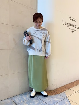 「マーブル柄」｜カスミさん（レディース・157cm）の冬コーディネート