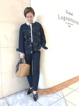 「Te chichi（テチチ）のアイテム（デニムジャケット）」を使った、カスミさん（レディース・157cm）の秋コーディネート