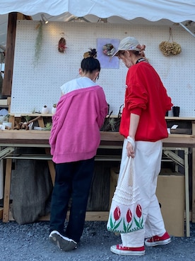 「ごきげんウィーク」｜「アイテム（スウェット）」を使った、sayuさん（レディース・155cm）の春コーディネート