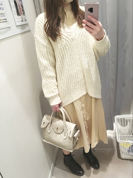 「GRACE CONTINENTAL（グレースコンチネンタル）のアイテム（バッグ）」を使った、mkさん（レディース・163cm）の冬コーディネート