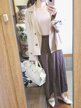 「DISCOAT（ディスコート）のアイテム（トレンチコート）」を使った、mkさん（レディース・163cm）の春コーディネート
