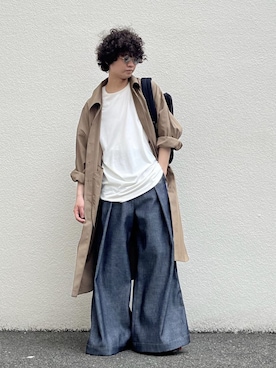 「ロングシャツ」｜「アイテム（その他アウター）」を使った、Wallace & Murronさん（メンズ・173cm）の春コーディネート