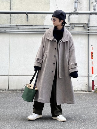 極美品♡VOAAOV BEAVER Stand Collar Long Coat VOAAOV」S100 WOOL BEAVER Long Coat ＆ BISHU RECYCLE RIDGE
