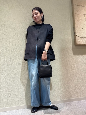 「かぐれ（カグレ）のウールハイゲージタートルネック（ニット/セーター）」を使った、takagi naoさん（レディース・165cm）の秋コーディネート