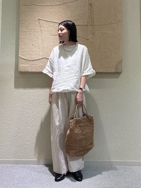 「かぐれ（カグレ）のウェザーワッシャーワイドパンツ（その他パンツ、その他）」を使った、takagi naoさん（レディース・165cm）の夏コーディネート