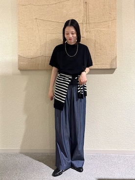 「かぐれ（カグレ）のERICKA NICOLAS BEGAY　PLAIN DESIGN NECKLACE 60（ネックレス、シルバー系）」を使った、takagi naoさん（レディース・165cm）の夏コーディネート