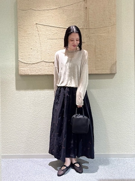 「かぐれ（カグレ）のリネンボートネックカットソー（Tシャツ/カットソー、ベージュ系）」を使った、takagi naoさん（レディース・165cm）の夏コーディネート